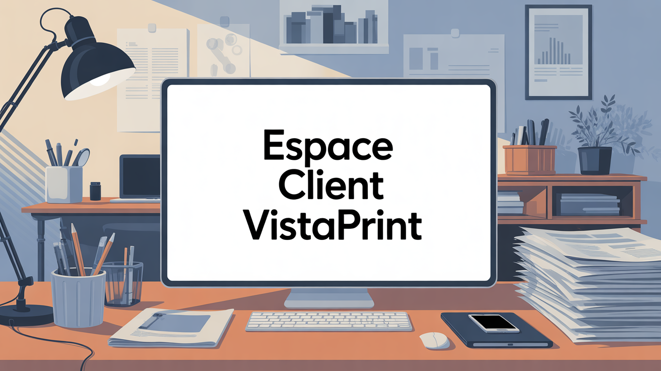 Espace Client Vistaprint sur bureau professionnel moderne
