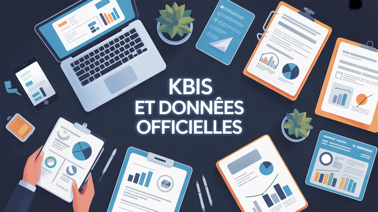 Affichage Kbis et infos officielles sur écran d'ordinateur