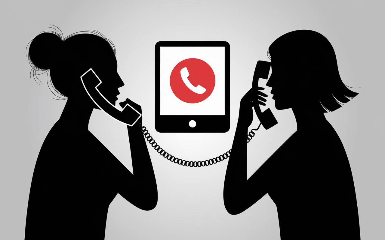 deux personnes au telephone raccrochage au nez