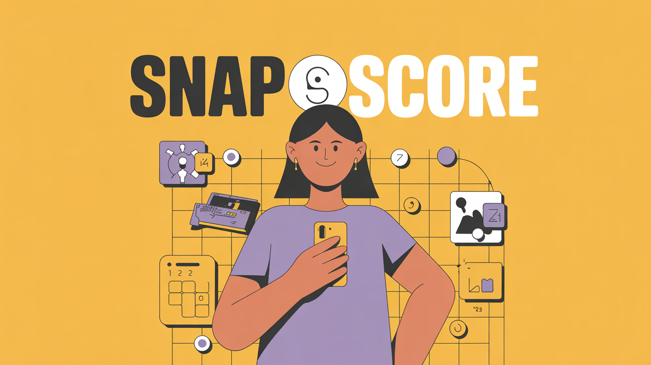Illustration Snap Score jeune smartphone icons réseau social