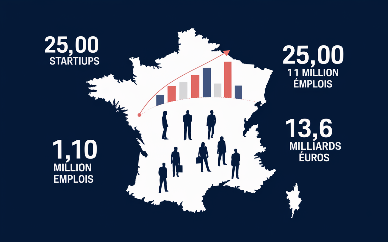 Carte de France chiffres startups françaises
