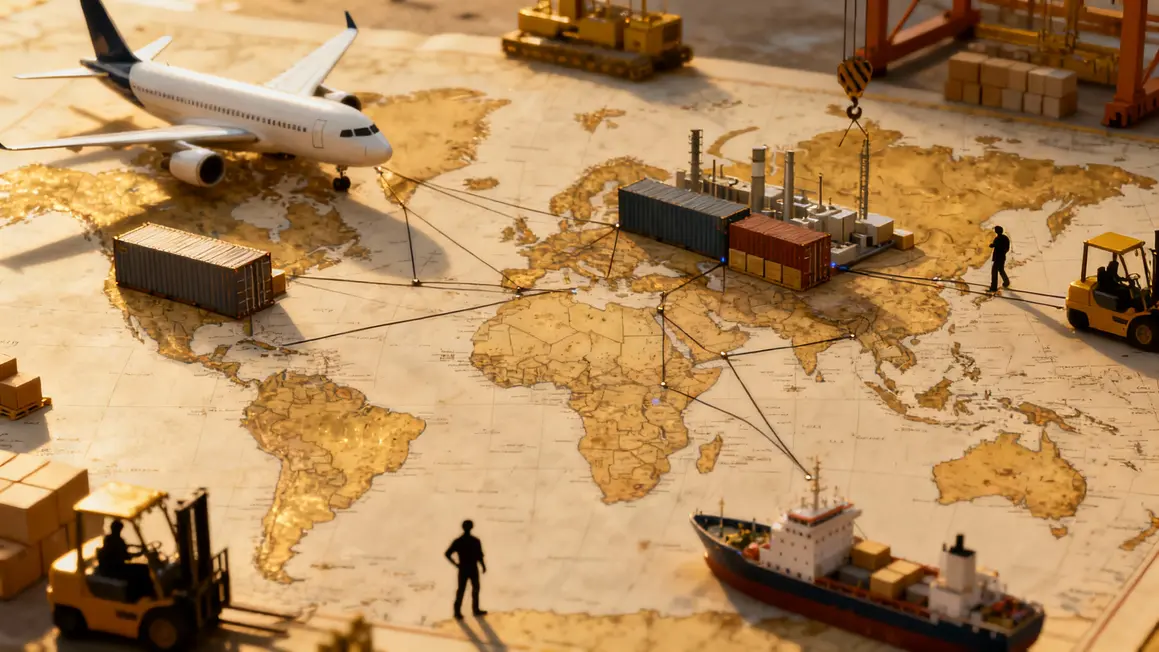 Chaîne logistique mondiale usine container avion industrie