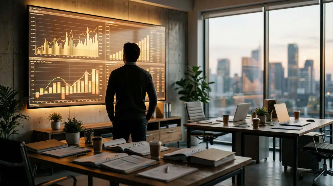 Vue d'ensemble gestion financière PME écran trésorerie