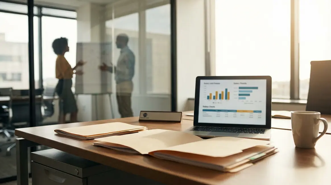 Bureau professionnel gestion salariale RH dossiers et graphiques