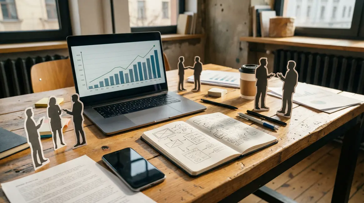 photo équipe startup travail ordinateur graphique croissance