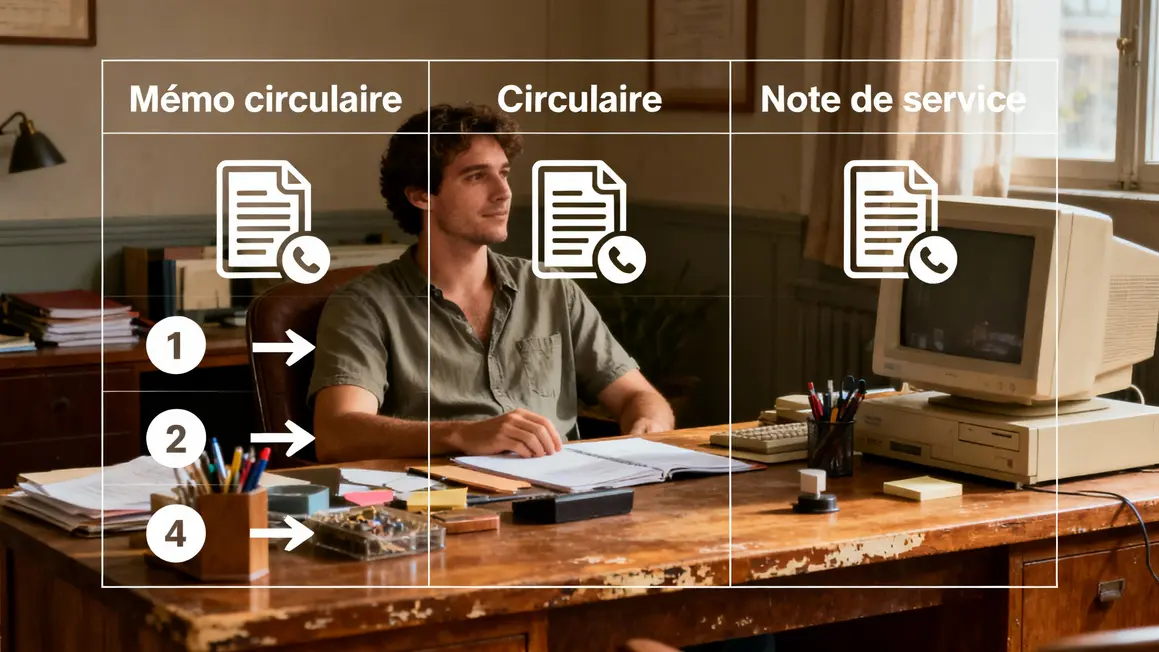 Visuel tableau comparatif mémo circulaire note de service dans une PME