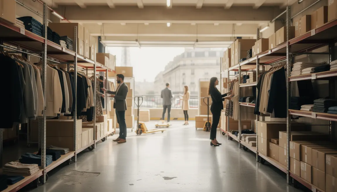 Entrepot B2B vetements colis commerce mode Paris
