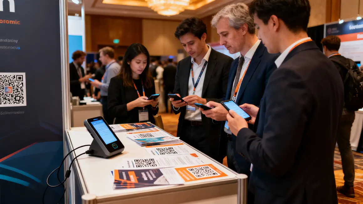 Stand événement phygital avec supports hybrides print digital
