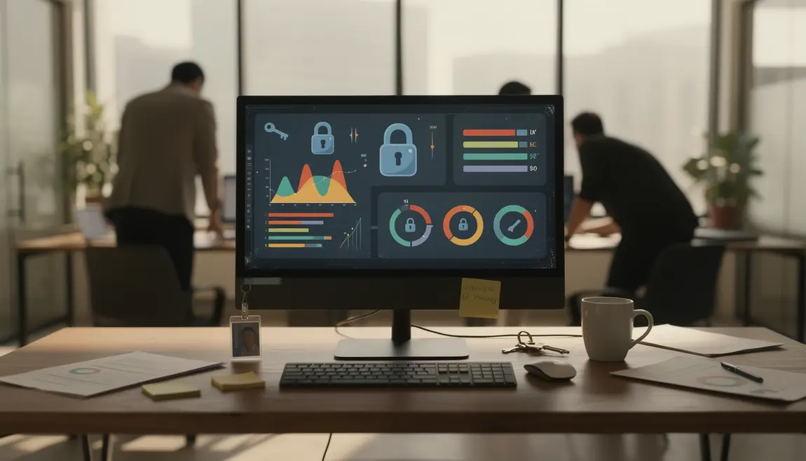 Bureau professionnel avec tableau de bord securite Securitas