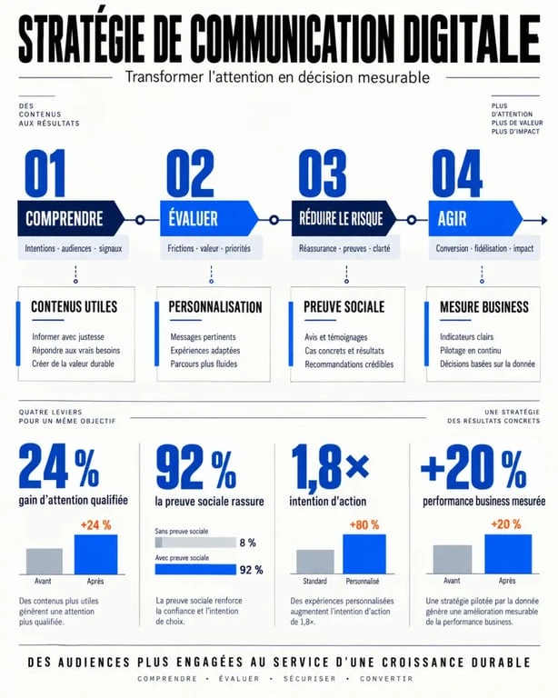 Infographie du blog perspectives communication com sur les tendances et la mesure de la communication digitale